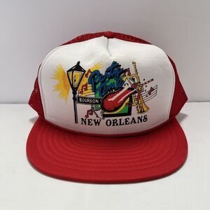 Vtg New Orleans Bourbon Street French Quarter Party 90s Snapback Ball Cap Mesh